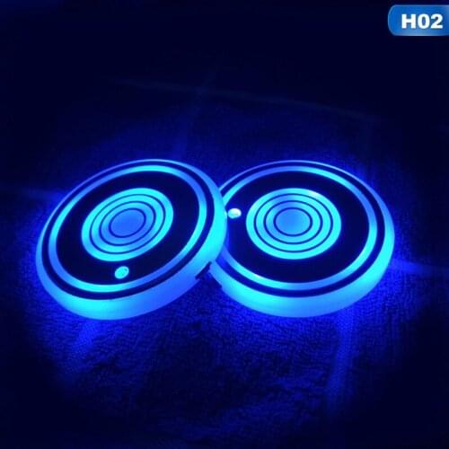 Car Led Light Cup Mat Drink Mat Non-slip Mat Solar Luminous Mat Car Night Light Luminous Coaster Car Interior Decoration