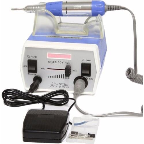 FREE SHIPPING JD700 Nail Drill Machine Electric Nail File Foot Pedal Acrylic Bits Set High -Speed Bearings Low Heat Low Noise