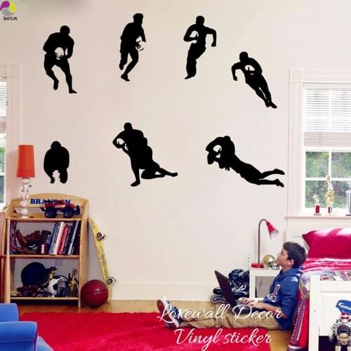 Large Rugby Player Wall Sticker Children Room Kids Room Rugby Football Sport Wall Decal Baby Nursery Vinyl Home Decor