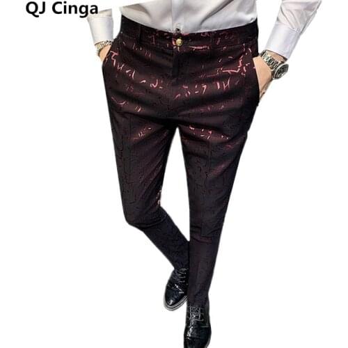 Spring and Autumn New Mens Dress Pants Fashion Casual Trousers Blue Red Green Pants Men Size 28-36 Male Pant