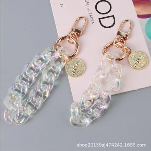 New Tide Summer New Design Key Chain Fashion Colorful Button Chain Big Exaggerate Acrylic Keyring Pendant Purse Pendant Jewelry