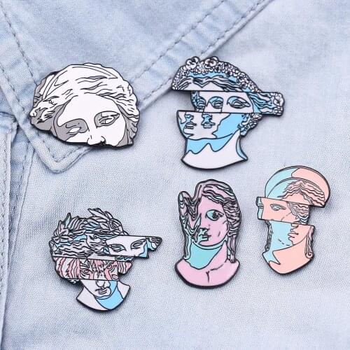 Art Human Face Statue Enamel Pins Brooch Classic painting Figure Face Brooches Women bag dress accessories lapel pin Collections