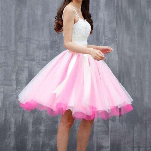 Custom Made High Waist Pink Tulle Skirt Women Korean Party Elastic Waist Long Girl Princess Skirt Sun Fluffy Tutu Skirt Femme