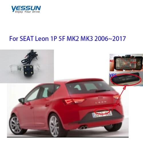Yessun CCD Rear View Camera For SEAT Leon 1P 5F MK2 MK3 2006~2017 Parking Reverse Backup 4 LED CAMERA Car license plate