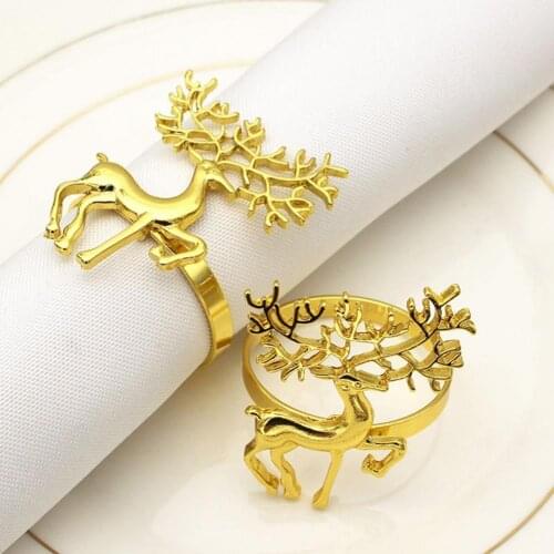 Napkin Ring Napkin Rings Christmas Deer Pattern Sturdy Alloy Wedding Center Napkin Circle Buckle for Bar Dinner Table Decoration