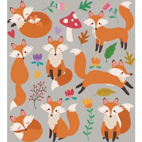 Cartoon Fox Set Iron On Tops Fashion Diy Heat Transfer Appliqued Vinyl Patches For Clothes Mask Animal Patch