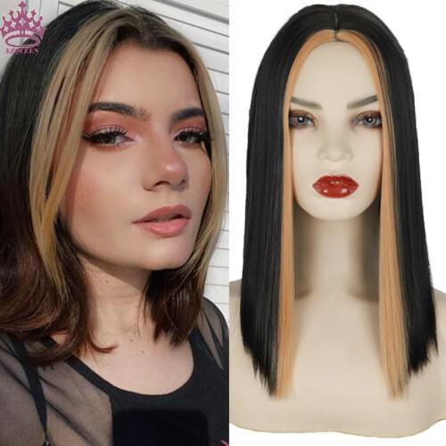 AZQUEEN Short Bob Wigs Synthetic Hair Wig Straight Hair Wigs For Women Straight Bob Hair Wig Medium Ombre Colors For Women