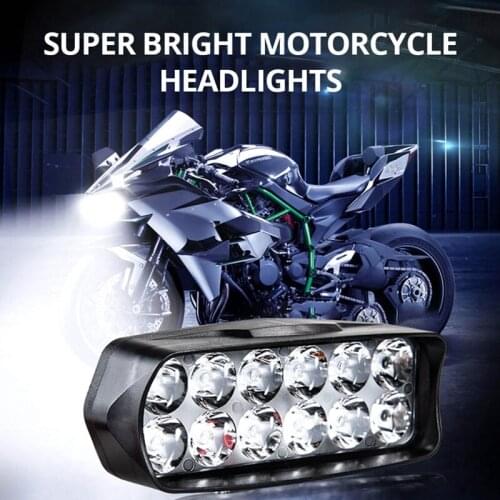 Motorcycle Headlight 8/12/16Led Motorbike Spotlight Head Lamp Scooter ATV Moto Front Headlight Work Light 12W/18W/24W 2400Lm
