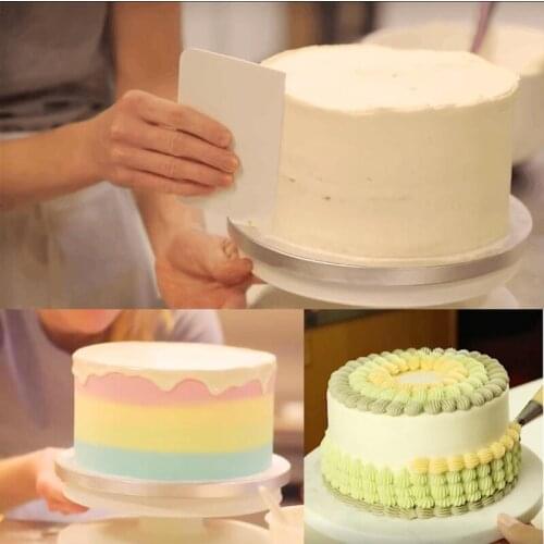 Plastic Baking Tool Cake Turntable Rotating Cake Plastic Dough Knife Decorating Cream Cakes Stand Rotary Table DIY Cake Scraper