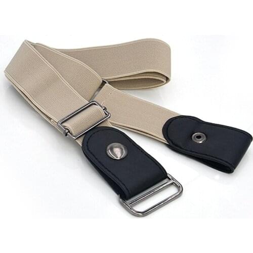 Adjustable Genuine Leather Elastic Belt Simple Elastic Invisible Belt Slim Lazy Belt