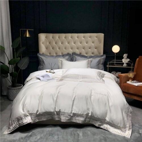 Luxury embroidery edge bedlinen Bedding Set King Queen Size 600TC egyptian Cotton Duvet Cover Bed Sheet Set Pillowcases