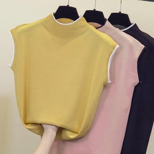 Sexy Knitted Top spring autumn sweater Tank top Women Blouse Sleeveless V Neck loose Top Female sweater Vest elegant top