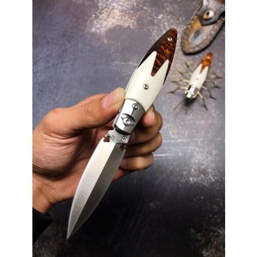 Forged 390 steel Blade Folding Knife Steel Head and Snakewood wood Handle EDC Self Defence Pocket Knives for Camping