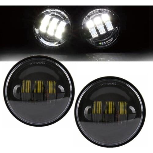 Marlaa 4.5 Inch LED Round Passing Driving Lamps Fog lights Bulb Projector for Electra Glide Road King Tri Glide Ultra Classic