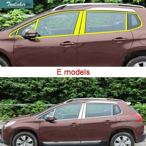 Tonlinker 8-28 Pcs DIY Car Styling Stainless Steel The Door Windows Light Cover Case Stickers for Peugeot 2008 2014 Accessories