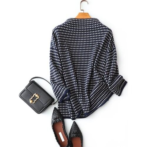 Autumn winter new style cozy women casual grid sweater oversized quality fashion 100% cashmere turtleneck sweaters