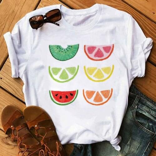 Harajuku Women T Shirt Cartoon Fruit Printed Tops Tee Female Ladies Summer Short Sleeve O-nekc T-shirt Woman Graphic Tops Tshirt