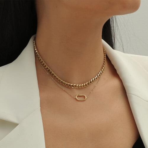 MANGOSKY Simple Design Two Chains For Women Necklaces
