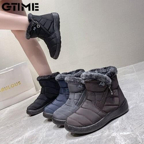 Winter Boots Women Ankle Boots Cotton FabricPlush Shoes Ladies Booties Waterproof Shoes #SJPAE-602