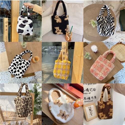 Winter Soft Plush Women Small Shoulder Bag Cute Imitation Lamb Wool Ladies Clutch Purse Handbags Vintage Design Female Mini Tote