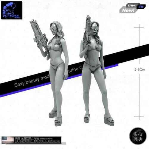 1/35 Resin Figure American Sexy Bikini Beauty Model Kits self-assembled Yfm-03