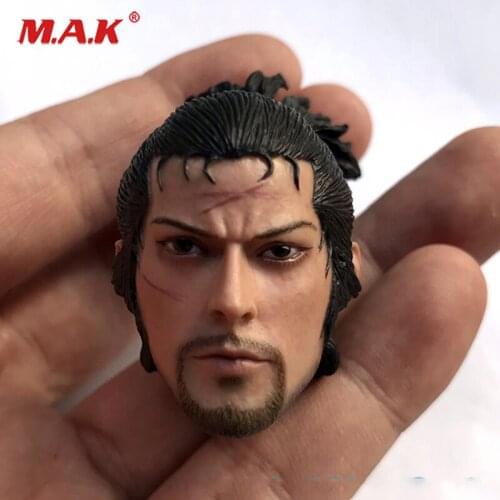 1:6 scale Figure Accessory Japanese Samurai Miyamoto Musashi Head Carved Sculpt for 12" action figure body collection toys