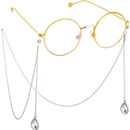 1pcs 75cm Sunglasses Lanyard Strap Necklace Gold Metal Eyeglass Glasses Water Drop Chain Cord For Reading Glasses Hot Sale
