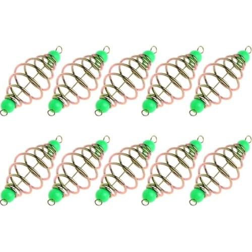 10 Pcs/Set Fishing Bait Spring Lure Inline Hanging Tackle Stainless Steel Feeder