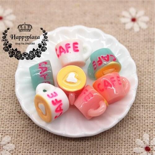 10pcs 3D Kawaii Resin Mini Coffee Cup Simulation Miniature Art Flatback Cabochon DIY Craft Decoration,20*25mm