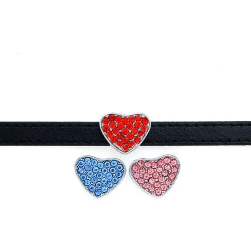 100pcs Internal Dia.8mm Slider Charms Paw Autism Heart Necklace Bracelet Pet Collar Key Chain Jewelry For Women Kids Wholesales