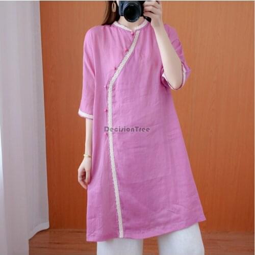 2021 chinese traditional qipao dress printing cotton chinese qipao traditional chinese retro qipao elegant party dance costume