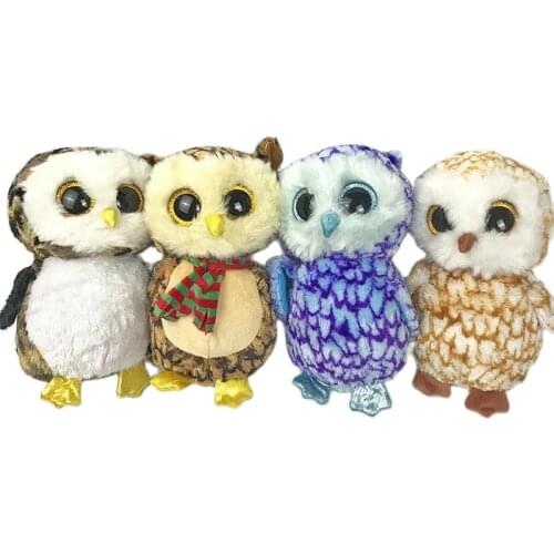 25CM TY Big Eyes Beanie Owl Series Big Plush Toy Appease Sleeping Stuff Animal Doll Home Decoration Birthday Gift Doll for Kids