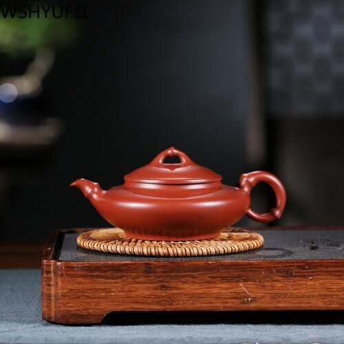 250ml handmade Yixing purple sand teapot flat teapot Tea set tea set black tea WSHYUFEI drinking utensils home decorations