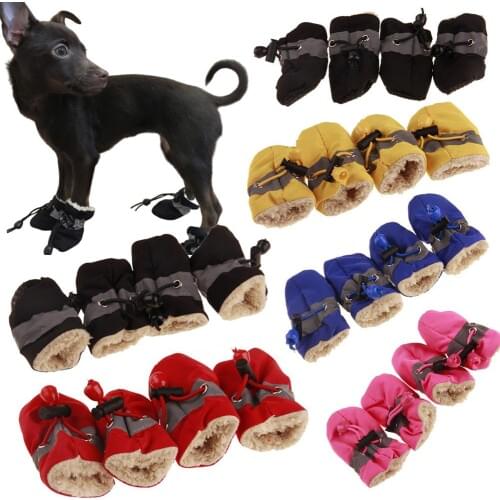 4pcs Antiskid Puppy Shoes Pet Protection Soft-soled Pet Dog Shoes Summer/Winter Waterproof Prewalkers Soft Supplies Pet Paw Care