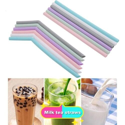 5 Color/Set Reusable Silicone Drinking Straight Straws Curved Straw Foldable Flexible Straw Party Supplies Bar Kitchen Accessory