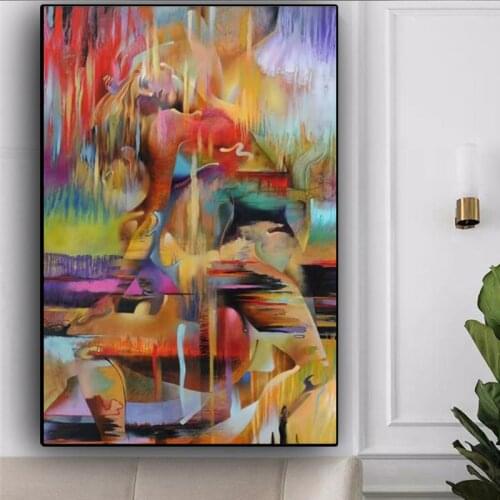 Abstract Lovers Cuddling Together Canvas Painting Posters and Prints Wall Art Picture for Living Room Home Decoration Cuadros