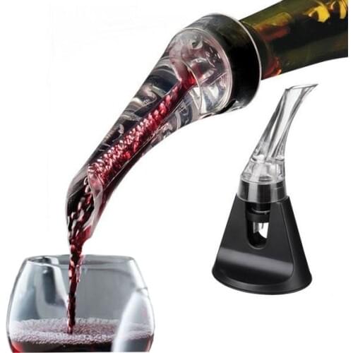 Red Wine Bottle Aerating Pourer Decanter with Stander Quick Mini Travel Aerator Essential Set