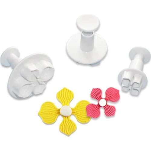 Free Shipping Plastic 3pcs Hydrangea Flower Fondant Plunger Cutters DIY Baking Moulds Set HB0500