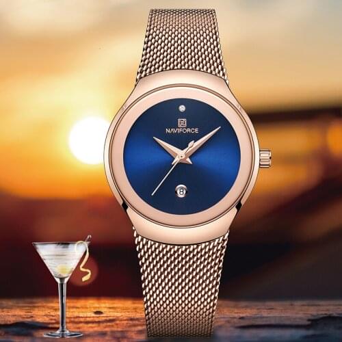 Top Luxury Brand NAVIFORCE Women Watches Lady Fashion Casual Simple Steel Mesh Strap Wristwatch Gift for Girls Relogio Feminino
