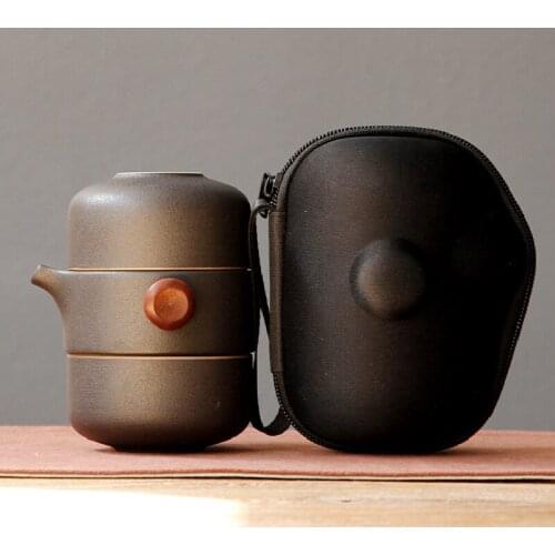 Japanese ceramic teapot gaiwan teacups handmade portable travel office tea set one pot two cups