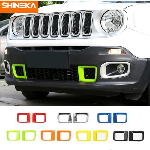 SHINEKA Auto Front Bumper Grille Air Vent Outlet Decoration Cover Trim Frame Sticker ABS For Jeep Renegade 2015+ Car Styling