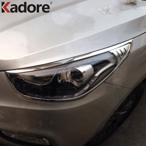 For Hyundai Tucson ix35 2010-2014 ABS Chrome Outside Front Light Lamp Cover Protector Car Styling Auto Accessories 2pcs/set