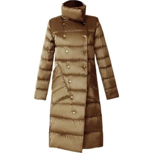 Double Wear Jacket White Duck Down Jacket Women Thick Long Winter Double Sided Overcoat Parka Coat Long Double-breasted Jackets