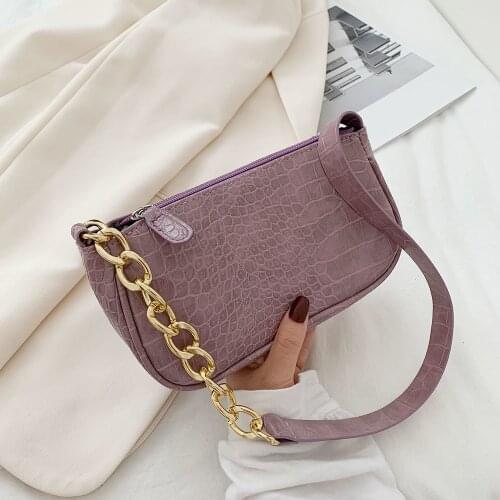 Elegant Armpit Sling Handbags Solid Color Women PU Leather Purple Shoulder Bags Simple Shoulder Messenger Bags for Women 2021