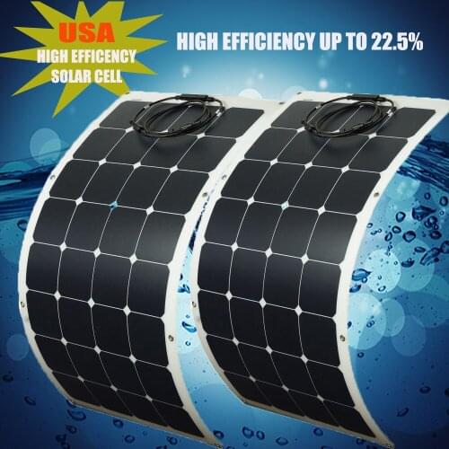 SUNPOWER Flexible Solar Panel 100W 200W(2pcs100w) 32PCS 3.4/cell Solar Power For 12V 24V Battery Charge