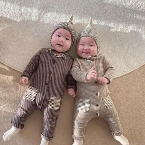 Baby Boys Clothes Set Hat+Romper or Shirt+Pant +Hat Infant Pajamas Homewear Toddler Stripe Cardigan Spring Outwear Clothing