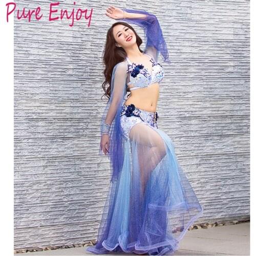 Belly Dance suit Senior Ccompetition costume Luxurious Bra+Long skirt dance set New Summer Oriental Dance Set