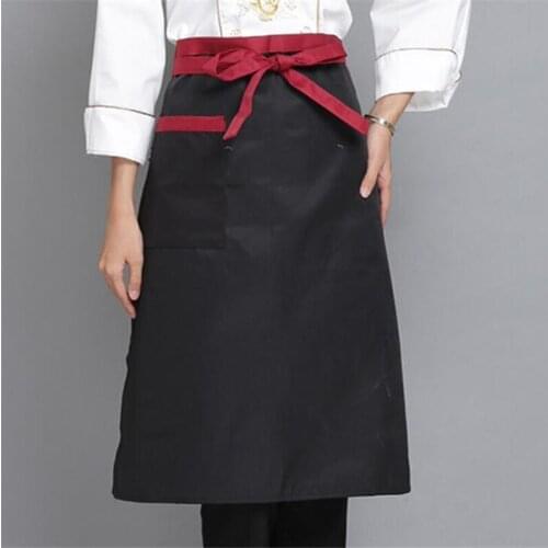Kitchen Cooking Aprons Chef Cafe Bar Kitchen Cooking Bibs Adult Polyester Stripe Oil Proof Work Half-length Long Waist Apron