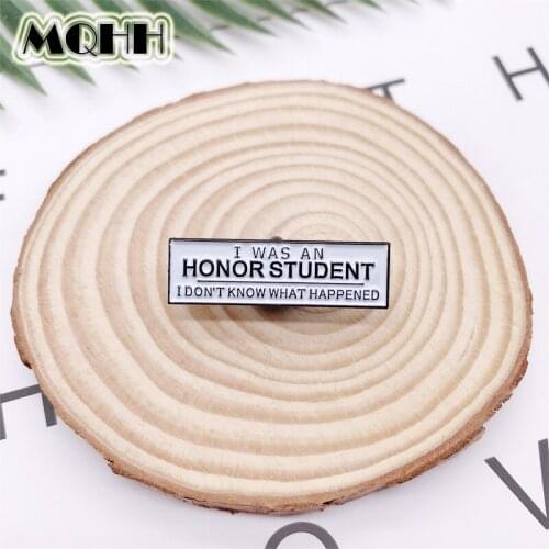 Cartoon Fun Geometry Alphabet Pins I am an Honorary Student Enamel Brooch Alloy Badge Denim Clothes Bag Punk Accessories Jewelry