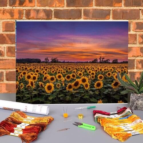 Flower Sunflower Printed 11CT Cross-Stitch DIY Embroidery Kit DMC Threads Handicraft Handiwork Painting Sewing Gift Different
